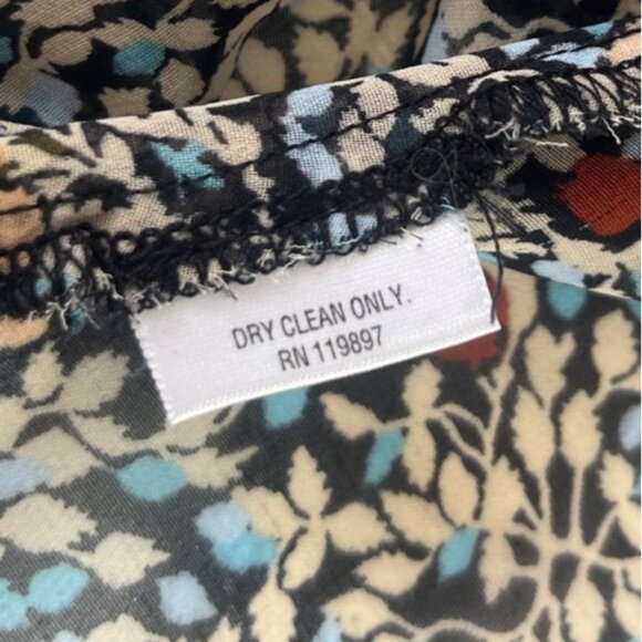 Bar III Sheer Floral Print Blouse Womens Small Black Multicolor - Picture 7 of 7